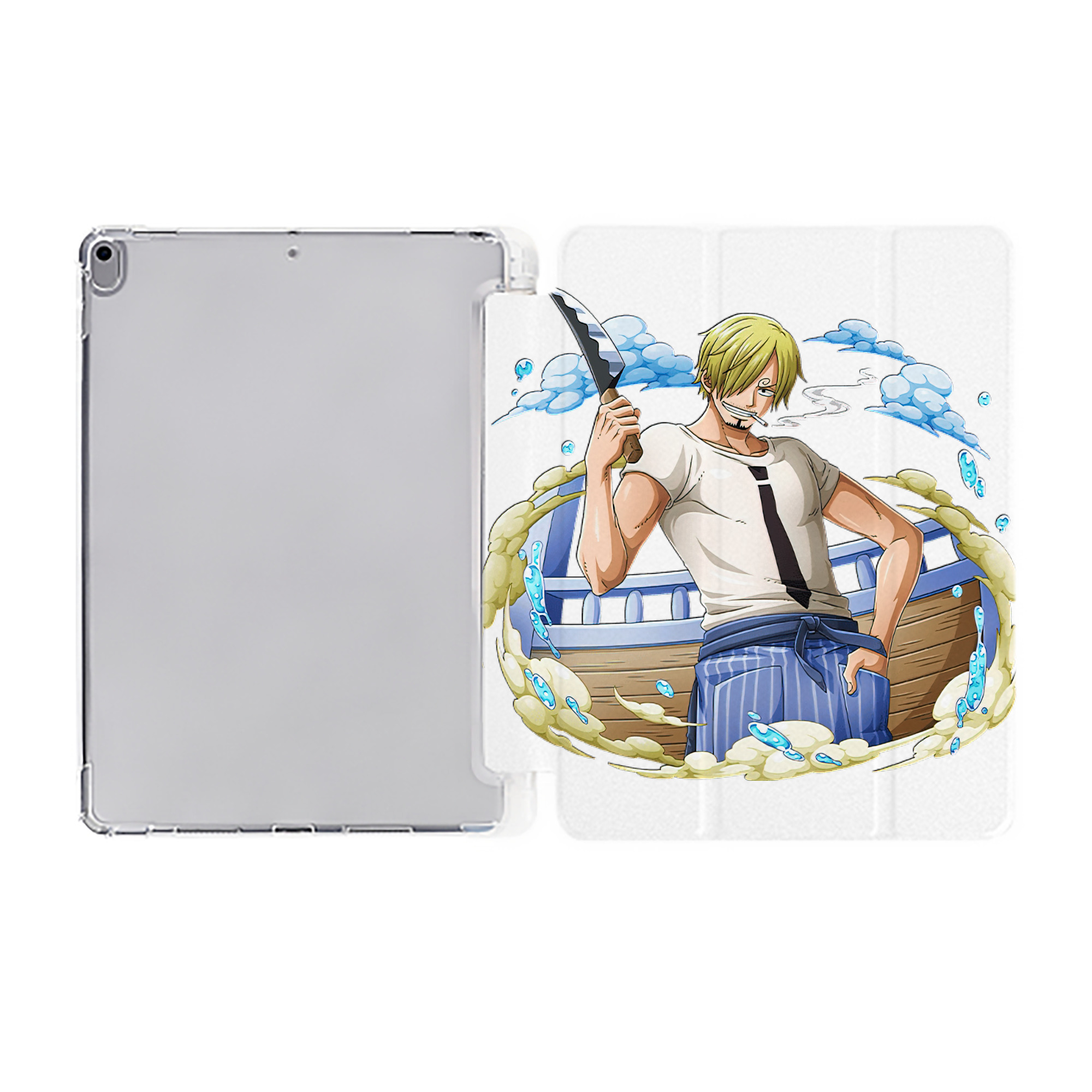 （画像用） ワンピース サンジ ONE PIECE Sanji IPad ケース ペン収納付き 三つ折りスタンド PUレザー×シリコン 対応機種9.5/10.5/10.9インチ